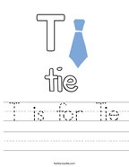 T is for Tie Handwriting Sheet