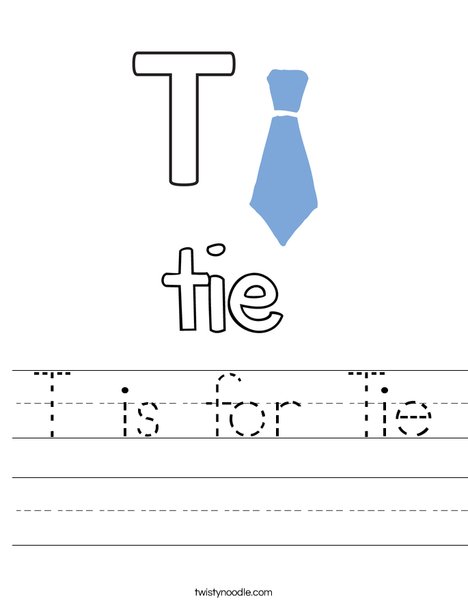 T is for Tie Worksheet