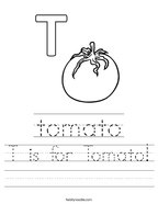 T is for Tomato Handwriting Sheet