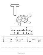 T is for Turtle Handwriting Sheet
