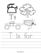 T is for Handwriting Sheet