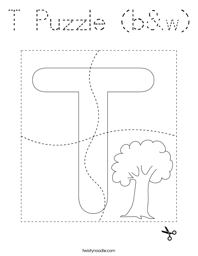 T Puzzle (b&w) Coloring Page