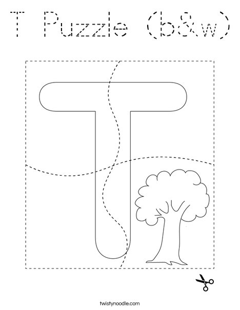 T Puzzle (b&w) Coloring Page