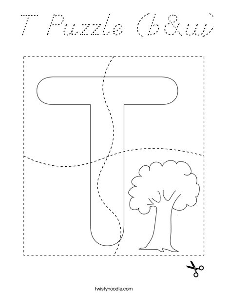 T Puzzle (b&w) Coloring Page