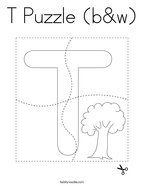 T Puzzle (b&w) Coloring Page