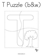 T Puzzle (b&w) Coloring Page