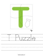 T Puzzle Handwriting Sheet