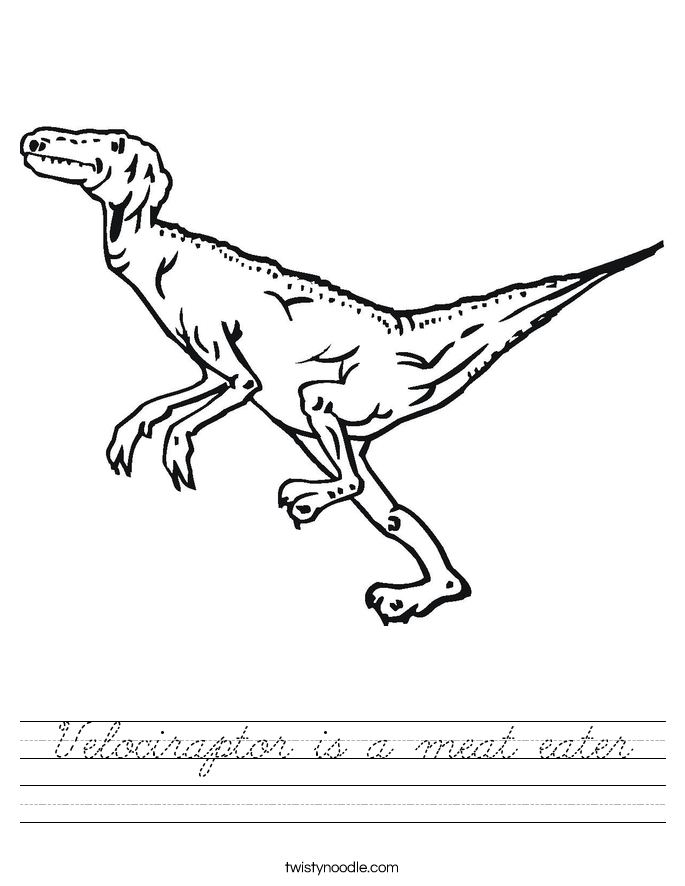 Velociraptor is a meat eater Worksheet