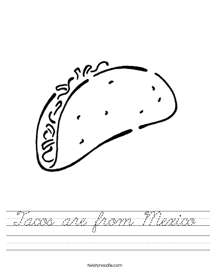 Tacos are from Mexico Worksheet