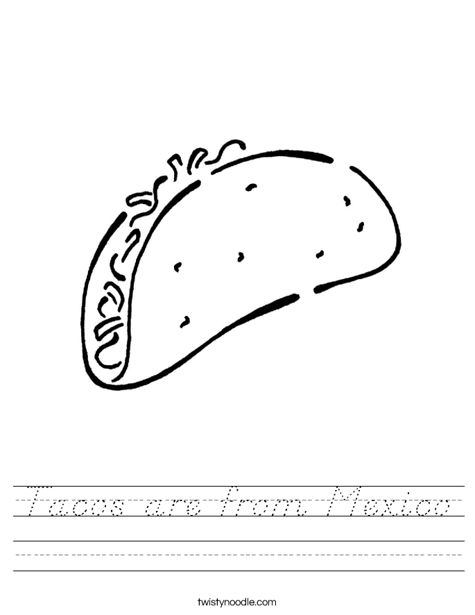 Tacos are from Mexico Worksheet