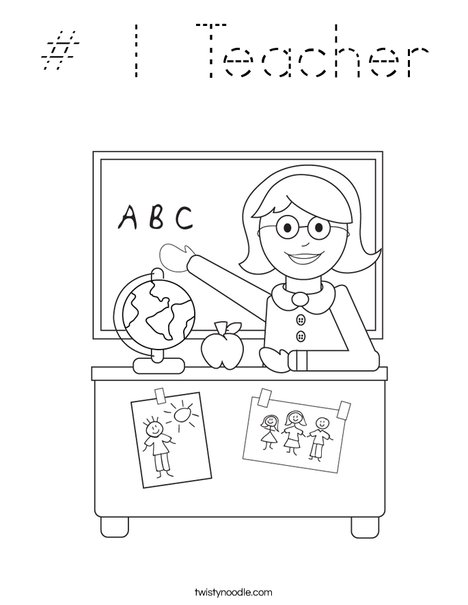 # 1 Teacher Coloring Page - Tracing - Twisty Noodle