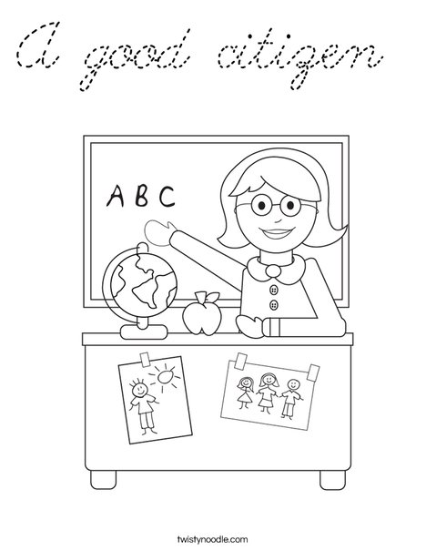 Teacher Sitting Coloring Page