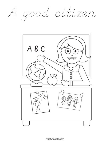 Teacher Sitting Coloring Page