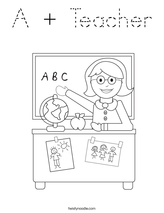 A + Teacher Coloring Page