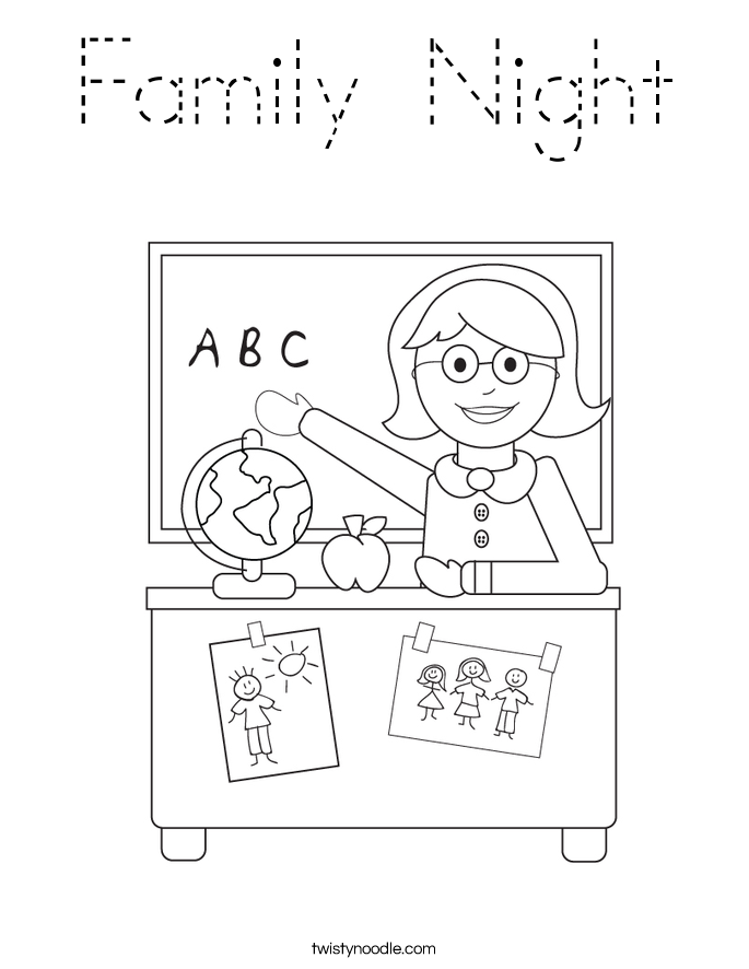 Family Night Coloring Page