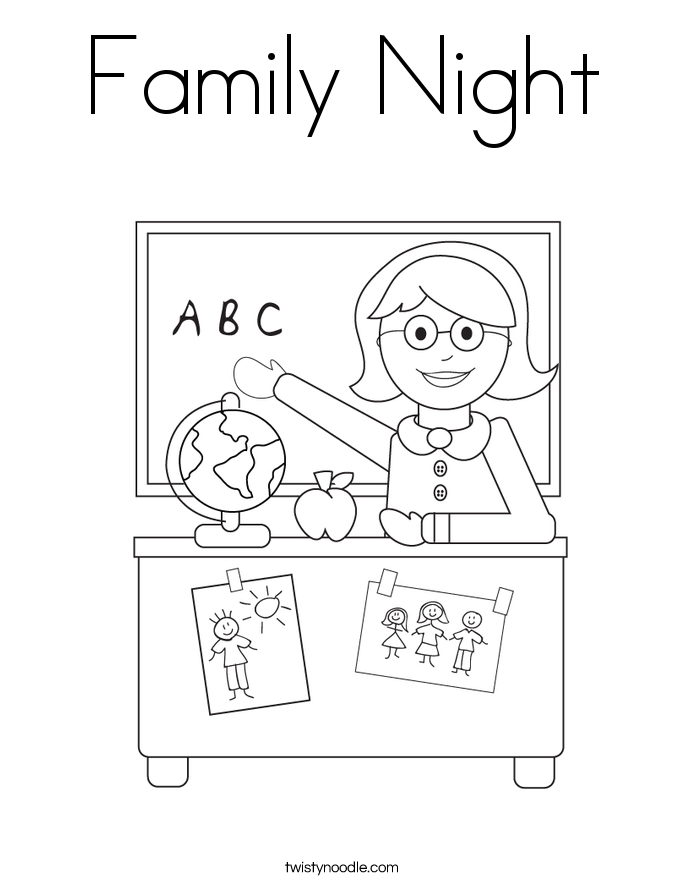 Family Night Coloring Page