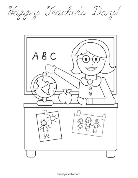 Teacher Sitting Coloring Page