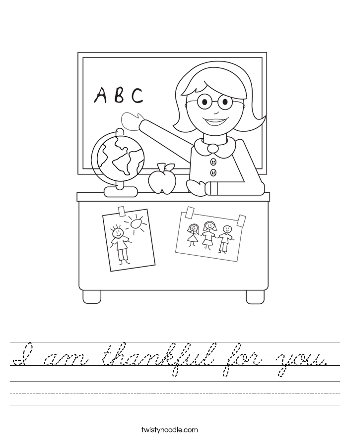 I am thankful for you. Worksheet