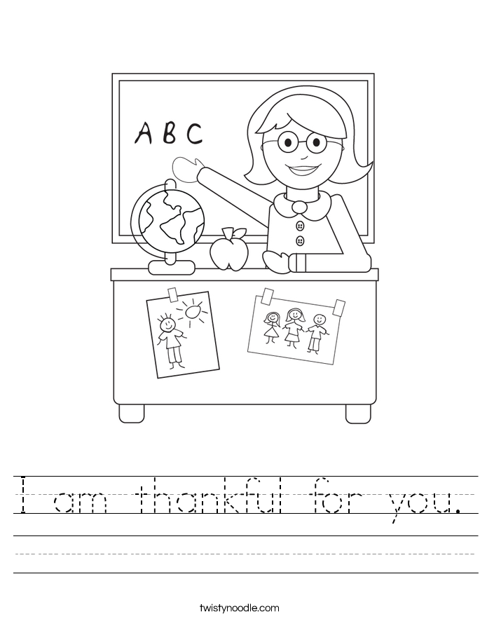 I am thankful for you. Worksheet