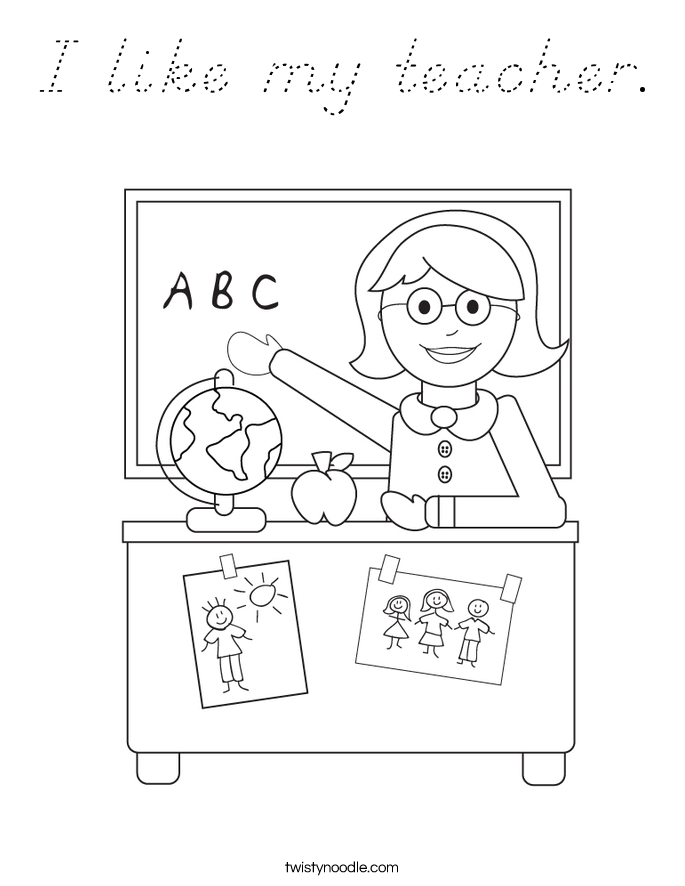 I like my teacher. Coloring Page