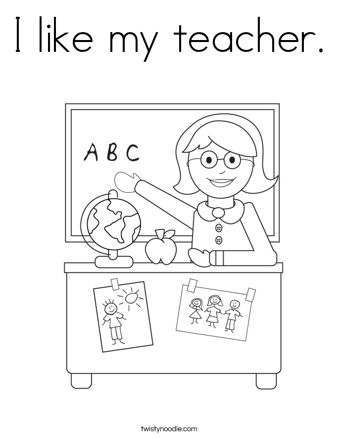 I like my teacher. Coloring Page