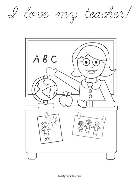 Teacher Sitting Coloring Page