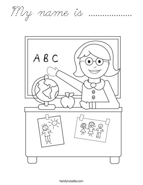 Teacher Sitting Coloring Page