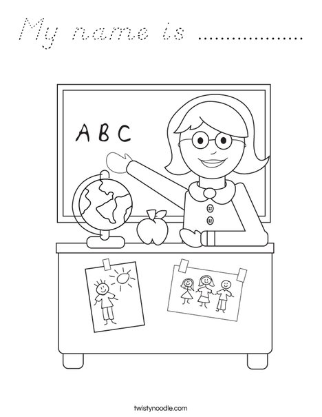 Teacher Sitting Coloring Page