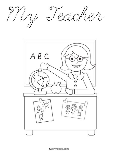 Teacher Sitting Coloring Page