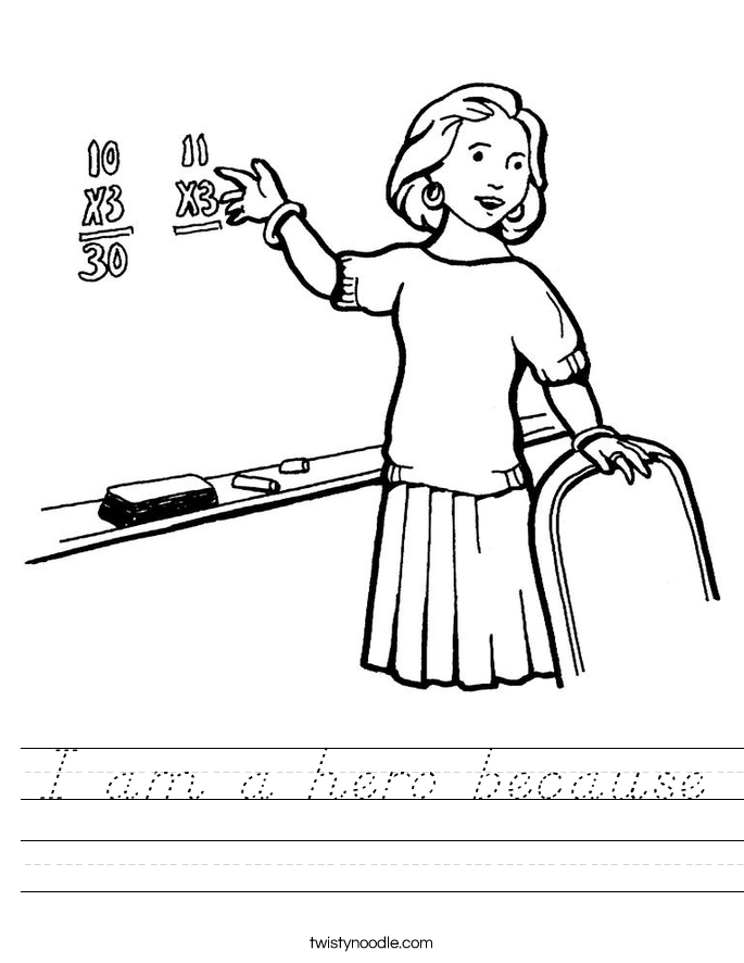 I am a hero because Worksheet