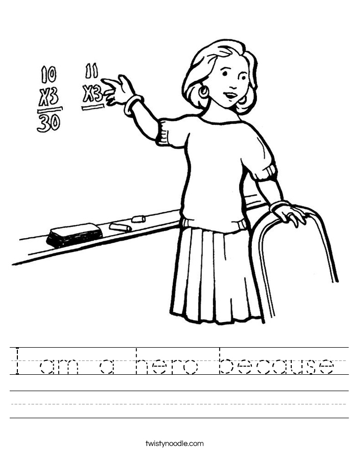 I am a hero because Worksheet
