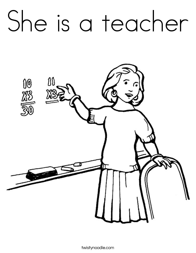 She is a teacher Coloring Page