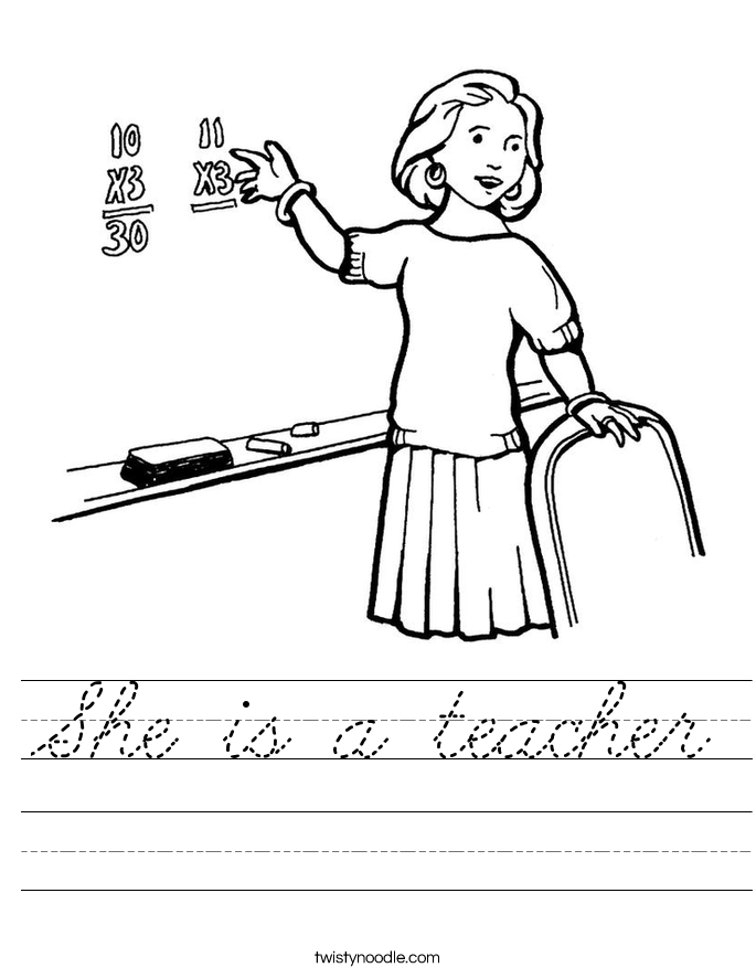 She is a teacher Worksheet