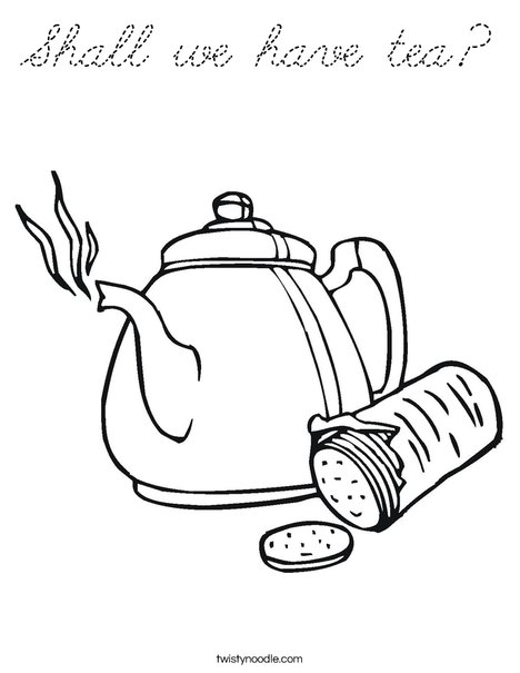 Teapot with Crackers Coloring Page