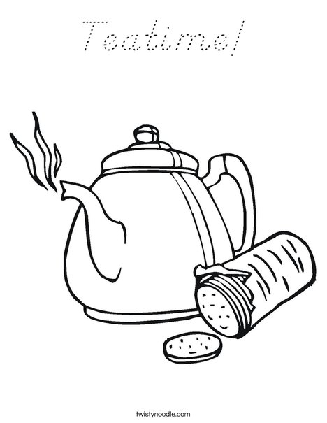 Teapot with Crackers Coloring Page
