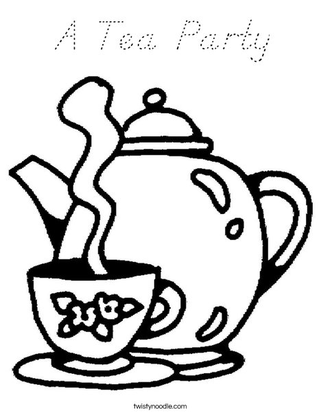 Teapot with Cup Coloring Page
