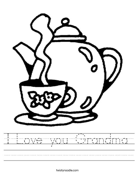 Teapot with Cup Worksheet