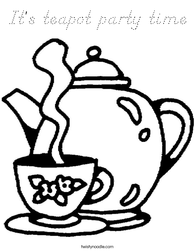 It's teapot party time Coloring Page