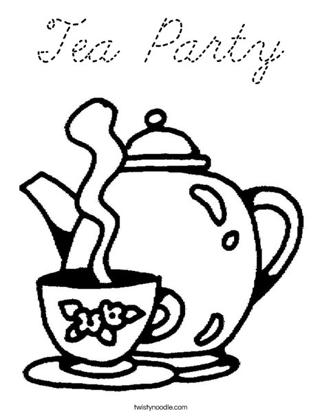 Teapot with Cup Coloring Page