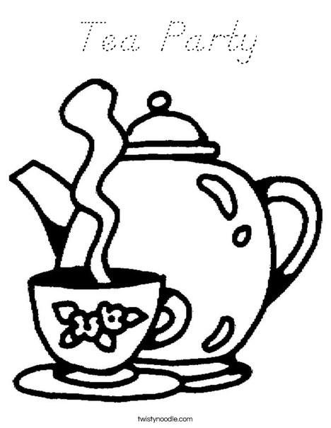 Teapot with Cup Coloring Page