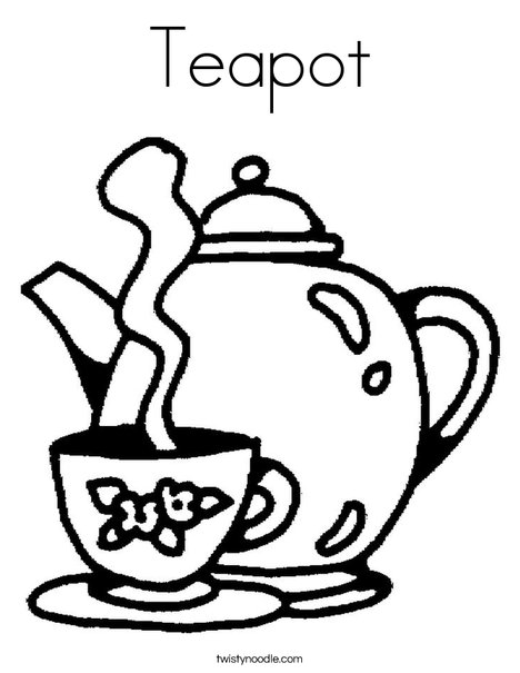 Teapot with Cup Coloring Page