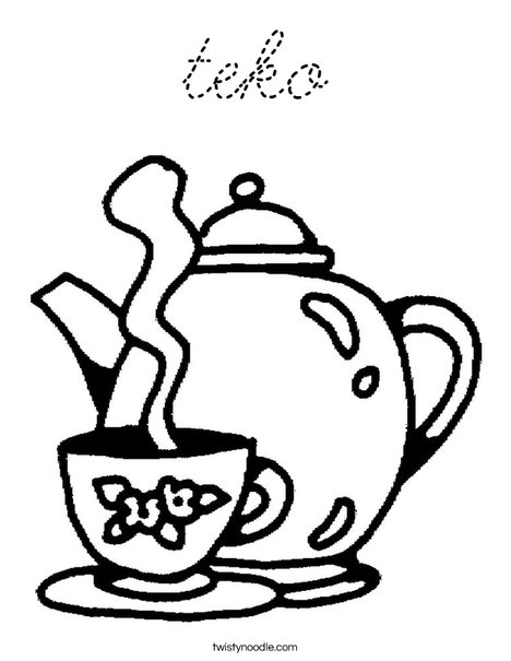 Teapot with Cup Coloring Page