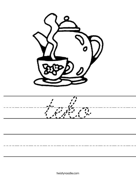 Teapot with Cup Worksheet