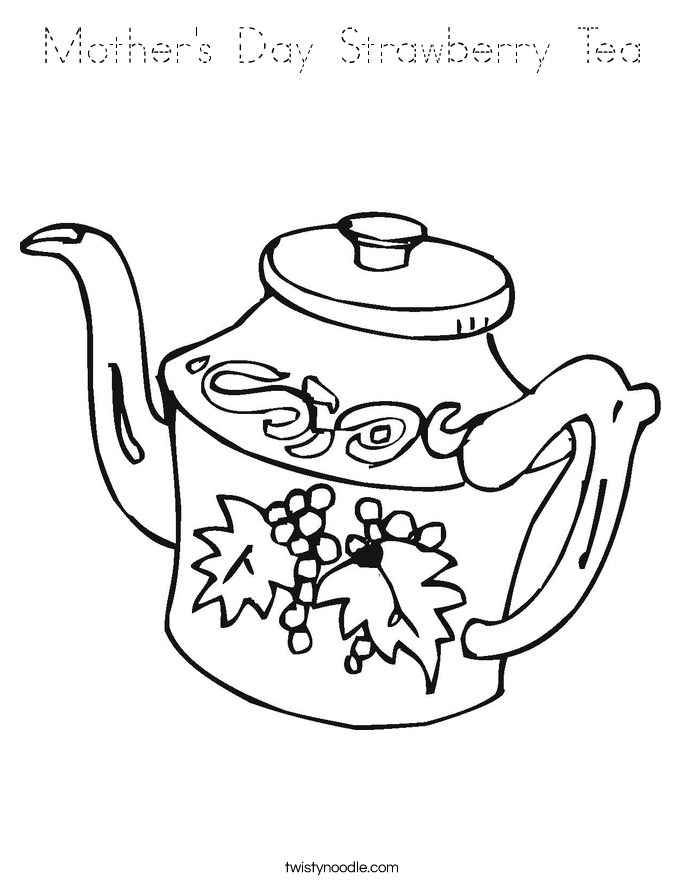 Mother's Day Strawberry Tea Coloring Page