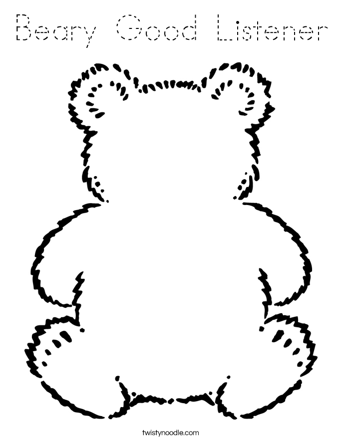 Beary Good Listener Coloring Page