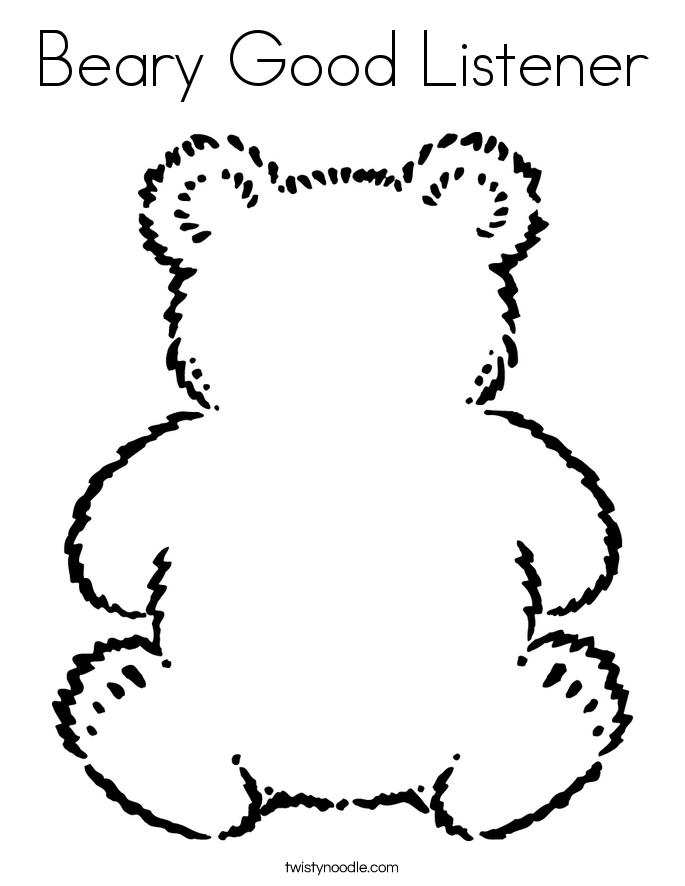 Beary Good Listener Coloring Page