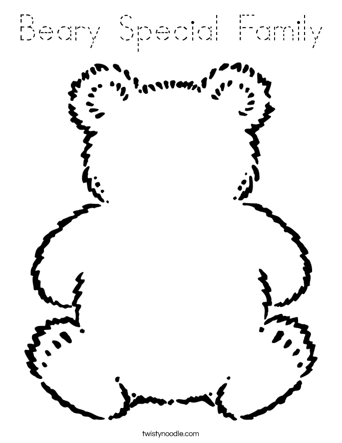 Beary Special Family Coloring Page