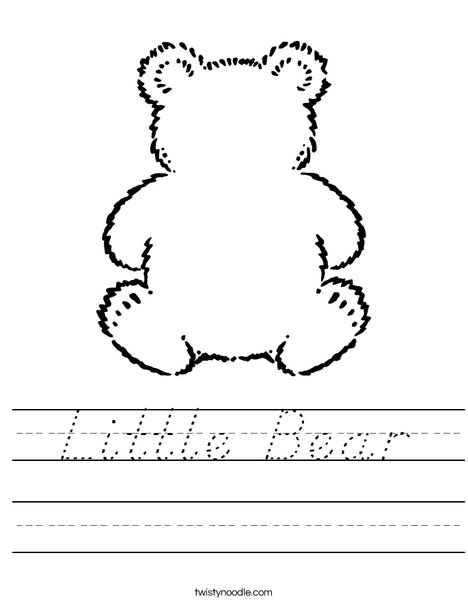 Little Bear Worksheet - D'Nealian - Twisty Noodle