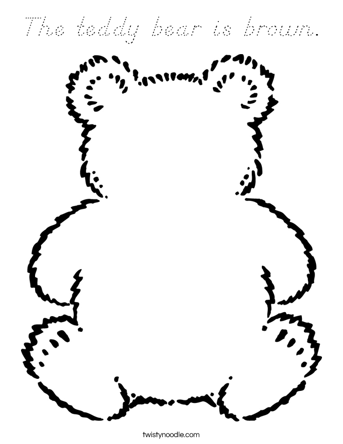 The teddy bear is brown. Coloring Page