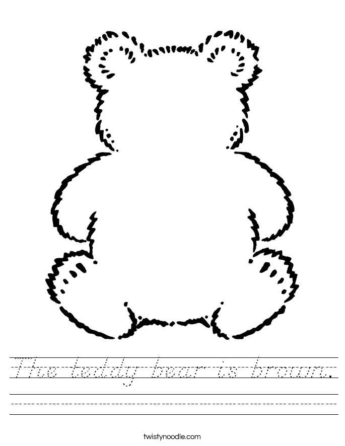 The teddy bear is brown. Worksheet